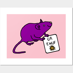 Cute Rat Says U R Enuf Posters and Art